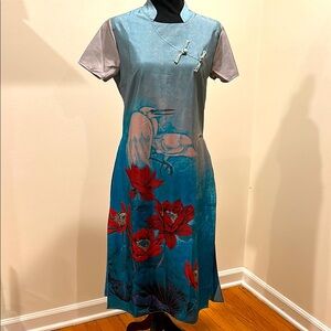 Elegant Blue Floral Dress